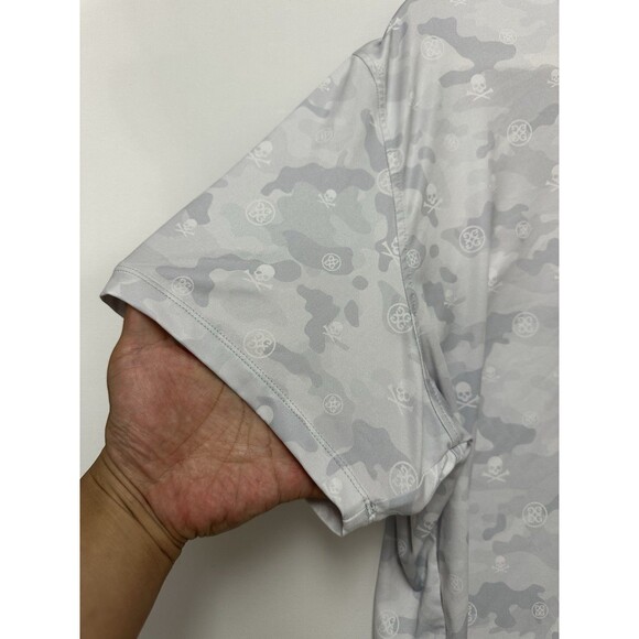 G/Fore Polo Shirt Mens XL Gray Skull Camo Print Icon Tech Performance Golf - Picture 6 of 14